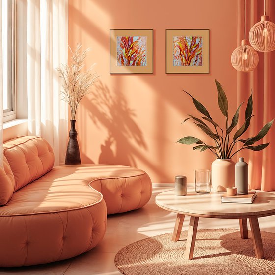 Set of 2 «Flaming Blooms»