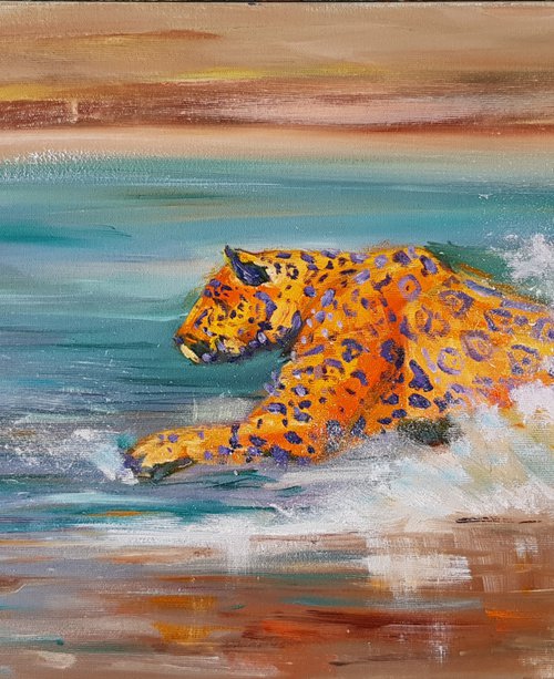 Onça no Rio Cuiabá (Jaguar in Cuiaba River) by Ana Elisa Aguilera de Barros