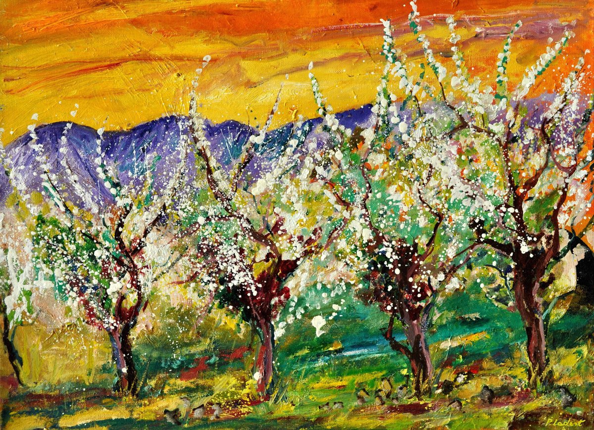 Cherrytrees In Spring By Pol Henry Ledent, 31 X 24, Artwork For Sale On Artfinder