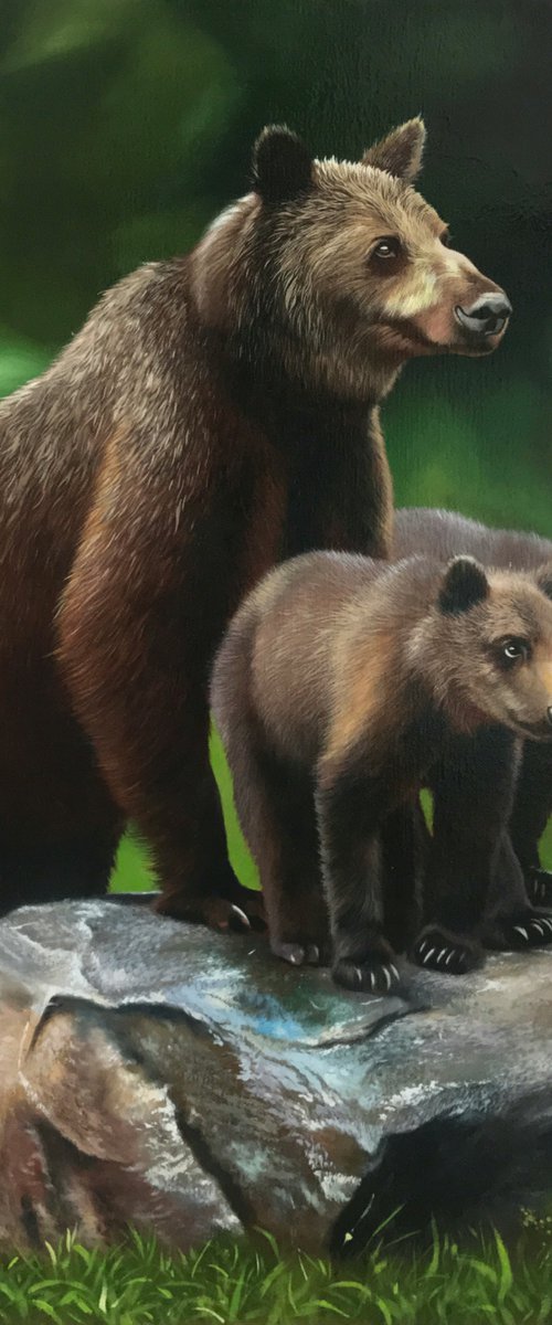 Bear with cubs by Kakajan Charyyev