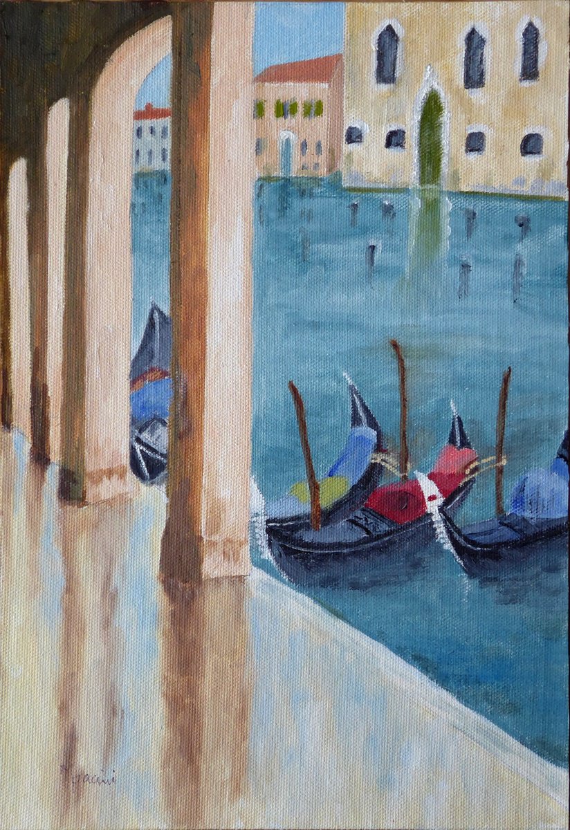 Impressionistic Landscape Oil Painting By Maddalena Pacini, 10 X 14", High Tide, Original Artwork