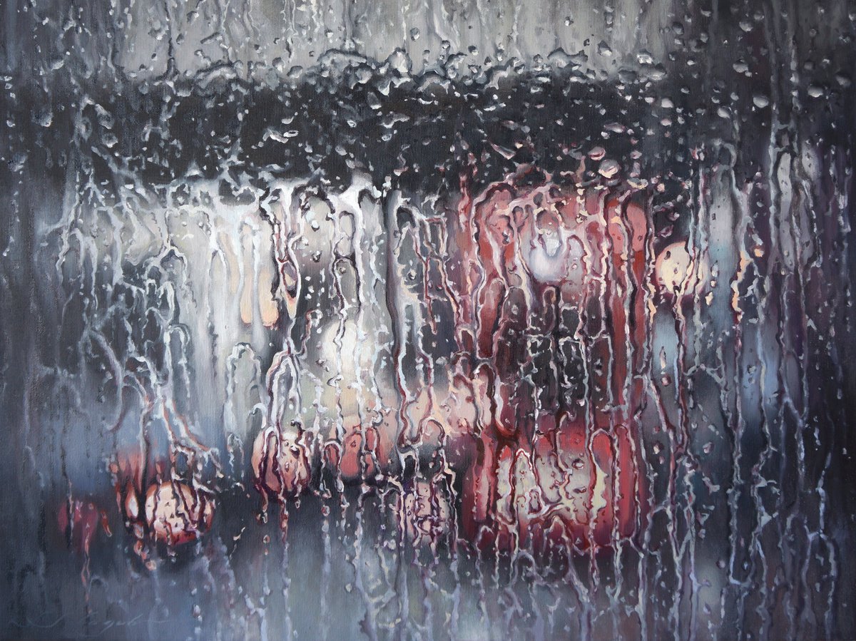 Photorealistic Oil Painting , Rain Composition 5 By Sergej Sologub, 31 X 24, Artwork For Sale On Artfinder