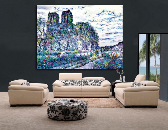 Bosquejos parisinos, Notre Dame/XL large original artwork