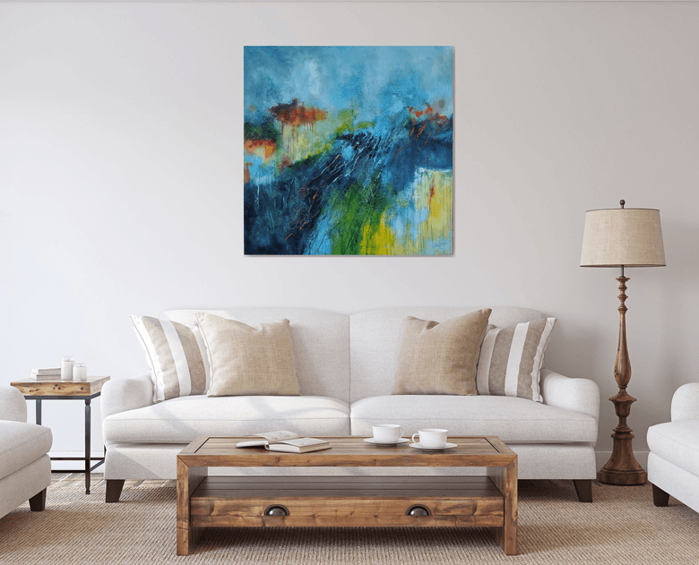 THE STREAM WITH BRIGHT FISH Acrylic painting by Frank Barnes | Artfinder