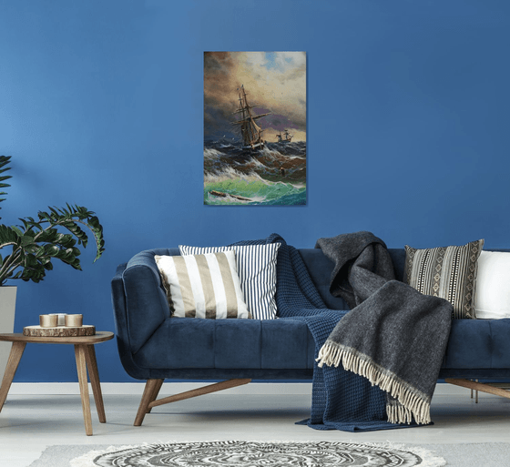 Restless sea -3 (60x90cm, oil painting)