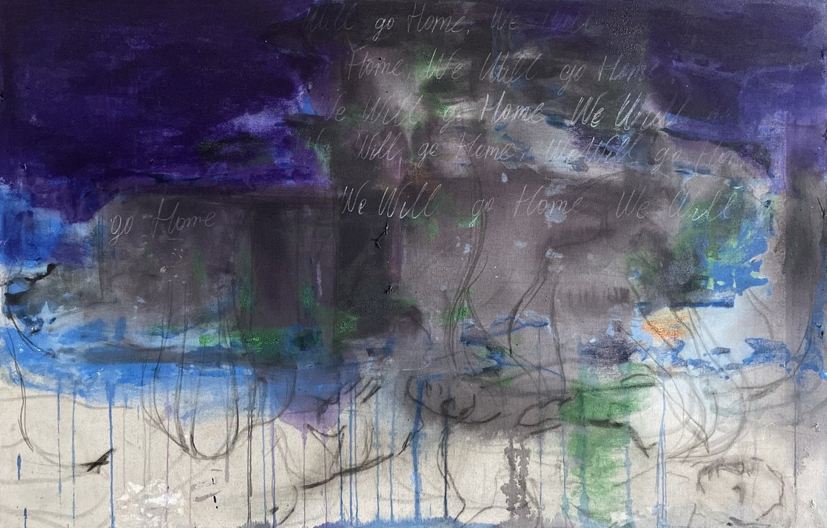 Abstract Landscape Painting By Gela Mikava, 49 X 31, We Will Go Home, Original Artwork