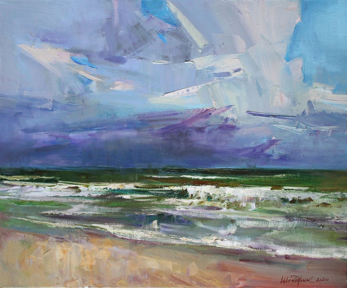 Impressionistic Landscape Oil Painting By Tetiana Shendryk, 24 X 20", The Sound Of Waves, Original Artwork
