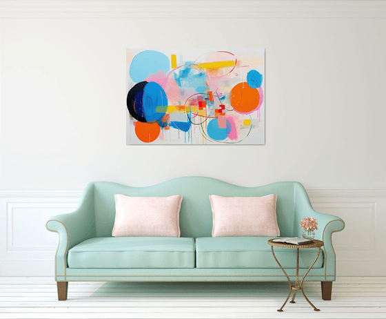 Emotional abstract with Cerulean and Pumpkin orange circles 0612231