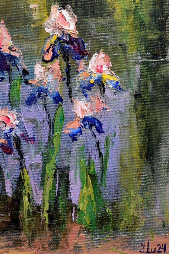 Irises on the pond