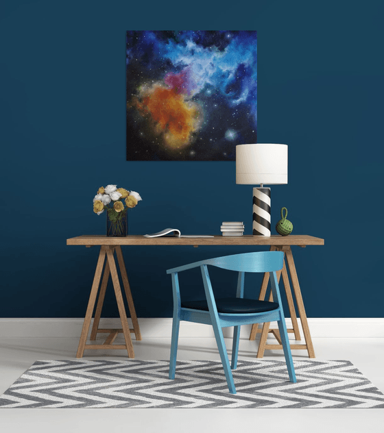 Fire & Ice (reworked) - Space Art, Nebula, Acrylic Large Wall Art
