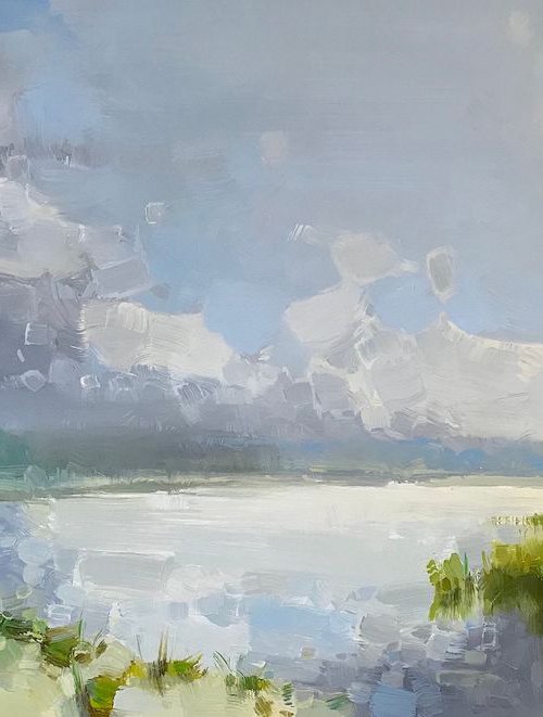 Morning Glow, Landscape oil painting, One of a kind, Signed, Handmade artwork by Vahe Yeremyan