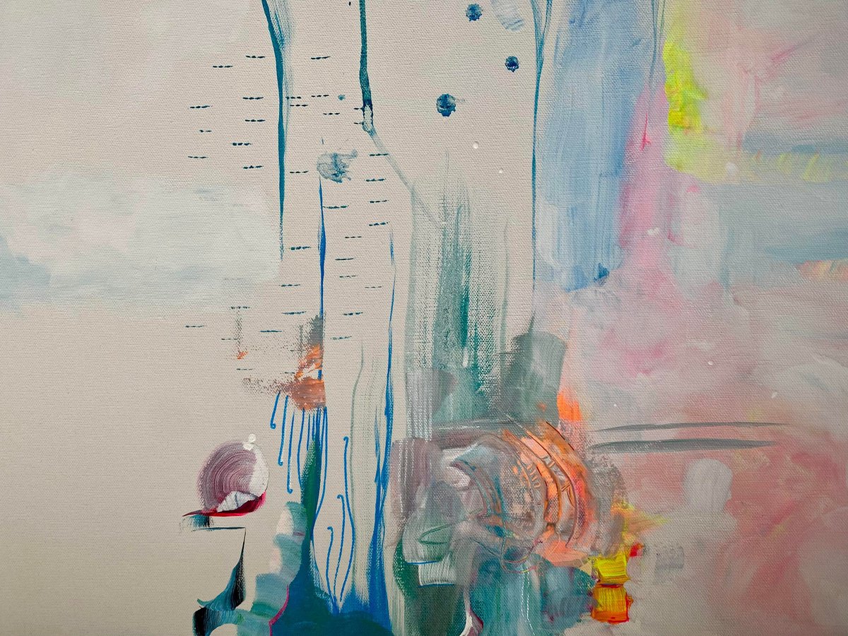Abstract Acrylic Painting By Samah Kthar, 24 X 18", Human Sensitivity, Original Artwork