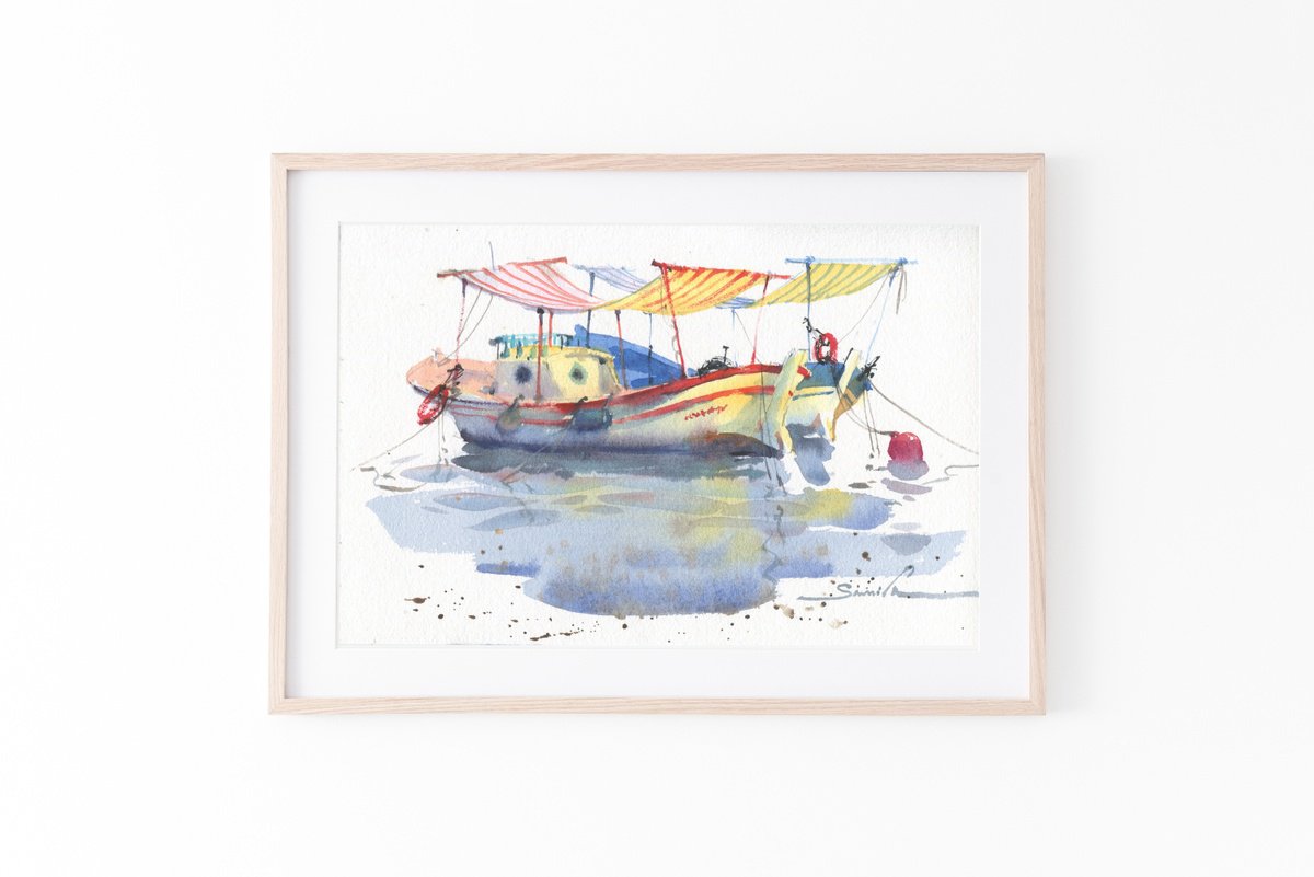 Pleasure boats paintings by Samira Yanushkova
