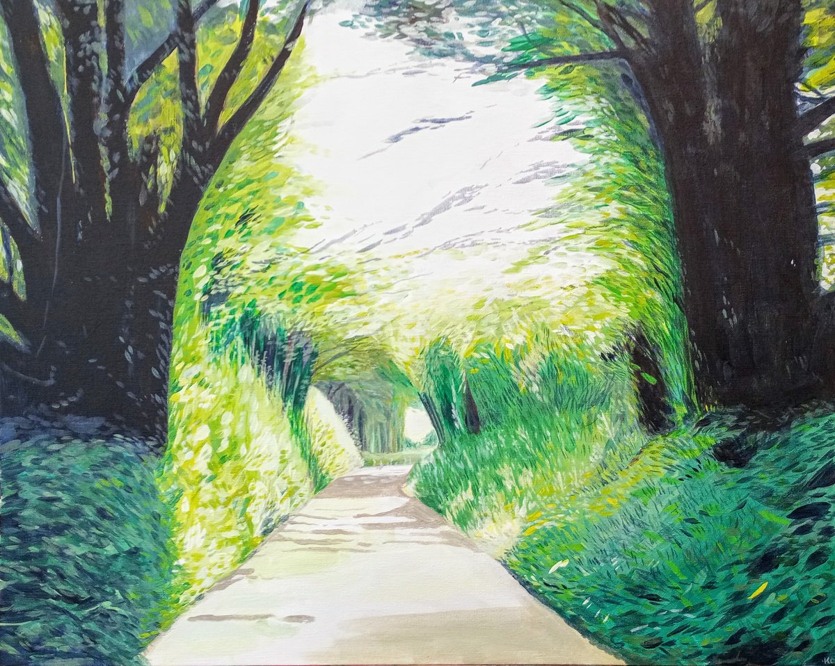 Bright Lane -16 x 20 inches by Kitty  Cooper