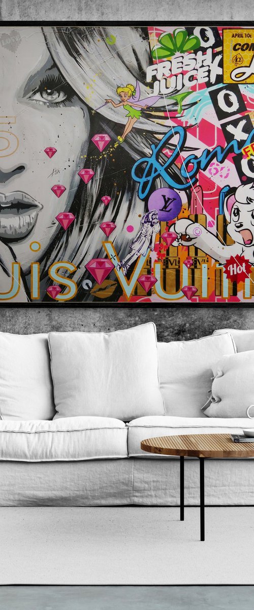 Spellbound Romance 200cm x 120cm Textured Urban Pop Art by Franko