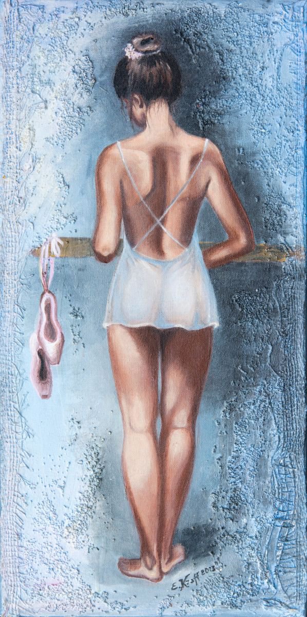 Expressive Portrait Painting By Elena Kraft, 12 X 24, Prior To Exersise, Original Artwork