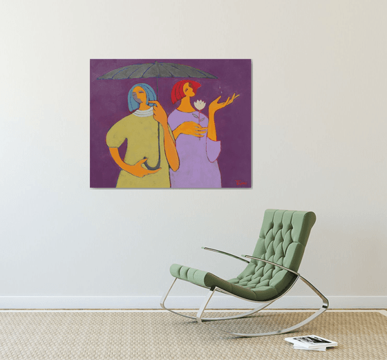 Two under an umbrella.