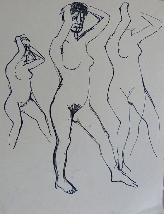 Sketch of a nude, on two sides