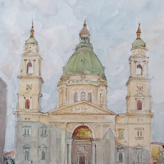 Watercolor architecture painting