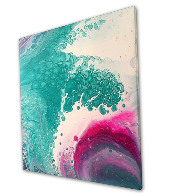 "A Bit Of The Bubbly" - FREE USA SHIPPING - Original Abstract PMS Fluid Acrylic Painting - 14.25 x 16 inches