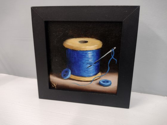 Little Blue cotton reel  still life