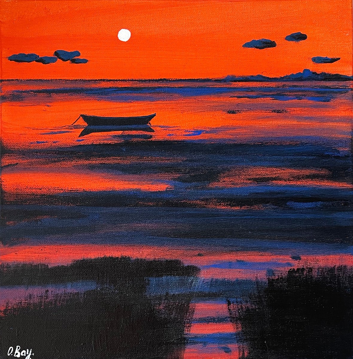 Acrylic Painting , Remembering Svityaz Lake By Olesya Bay, 12 X 12, Artwork For Sale On Artfinder