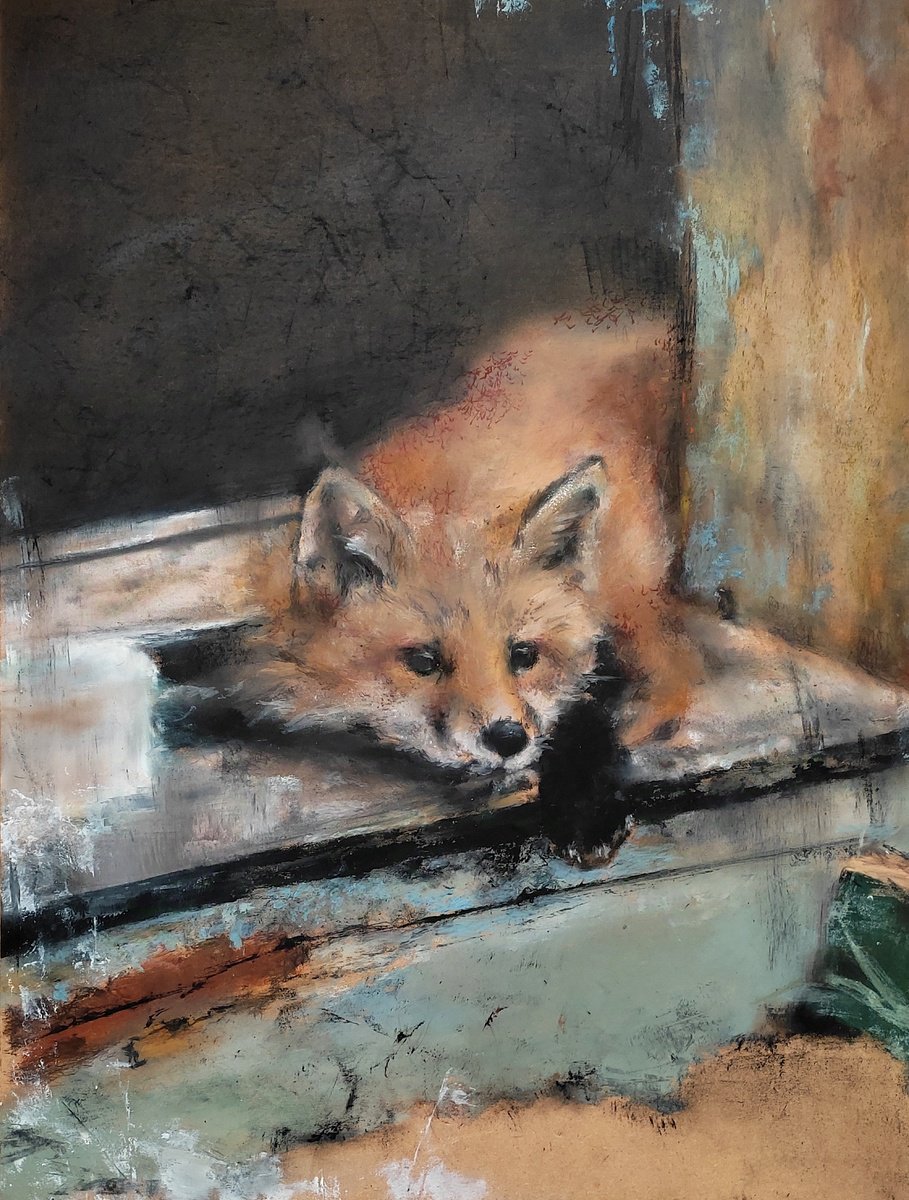 Impressionistic Animal Oil Painting By Yuliia Kyrsanova, 24 X 31", Fox, Original Artwork