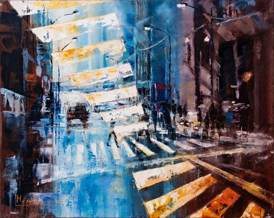 "Mirror crosswalk", cityscape, surrealism, abstraction