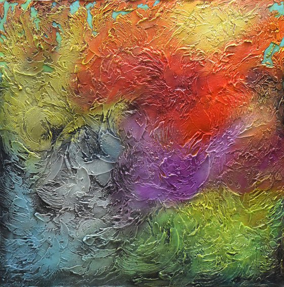 Large Abstract Heavy Textured Painting, Modern Mixed Media Art