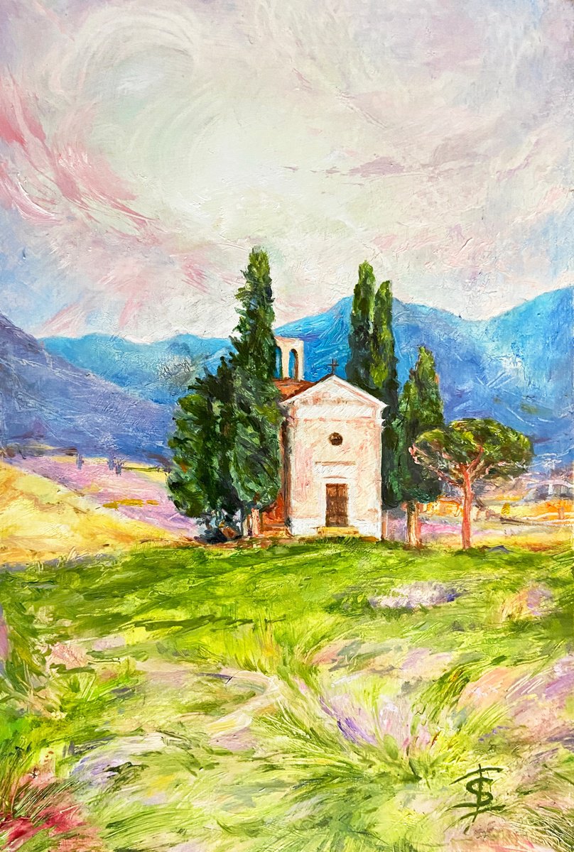 Impressionistic Landscape Oil Painting By Elvira Sesenina, 7 X 10, Morning, Original Artwork