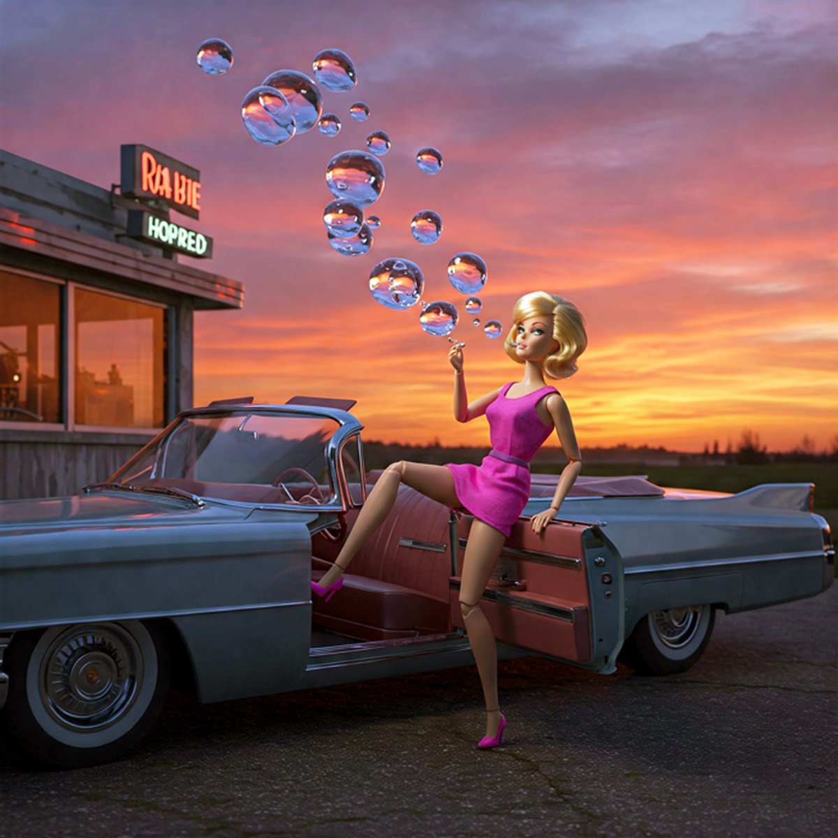 Surrealistic Still Life Giclee Print By Alessandro Butera, 35 X 35, American Bullshit Bubbles, Original Artwork