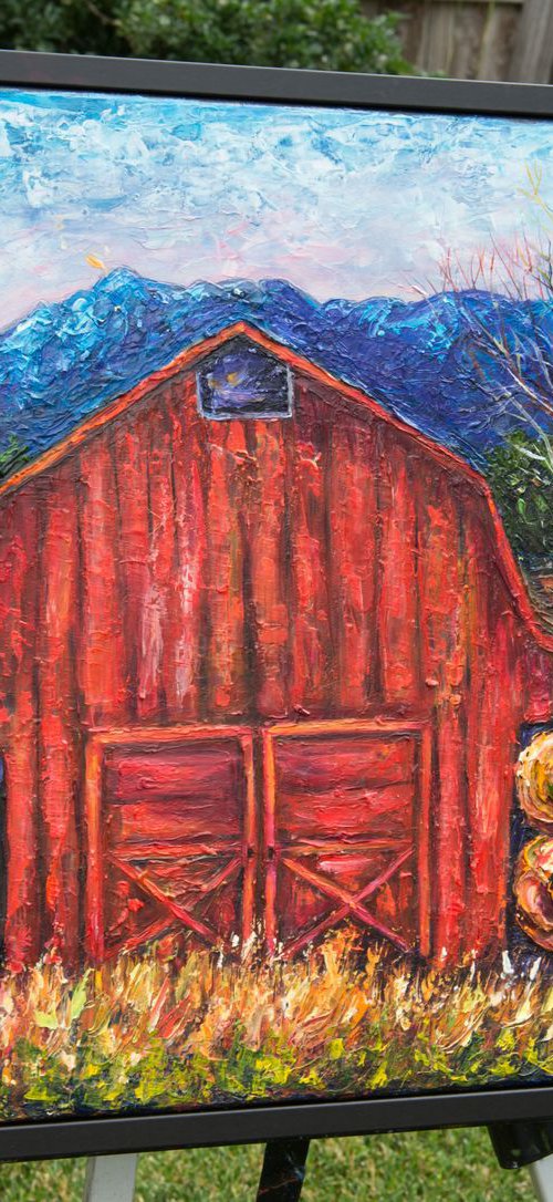 Red Barn  Commission by Lena Owens at OLena Art