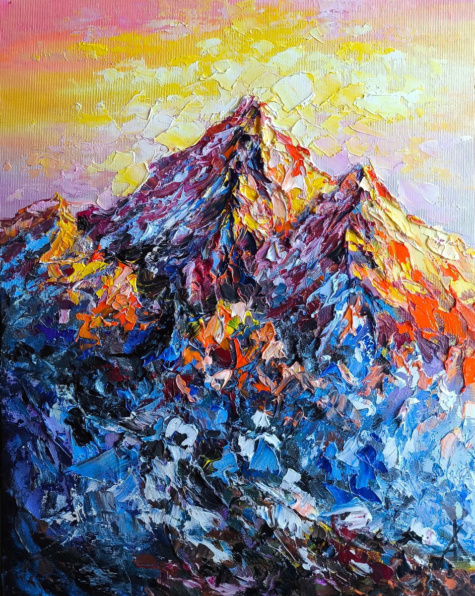 Golden Peaks At Sunset By Anastasia Kozorez, 12 X 16, Artwork For Sale On Artfinder