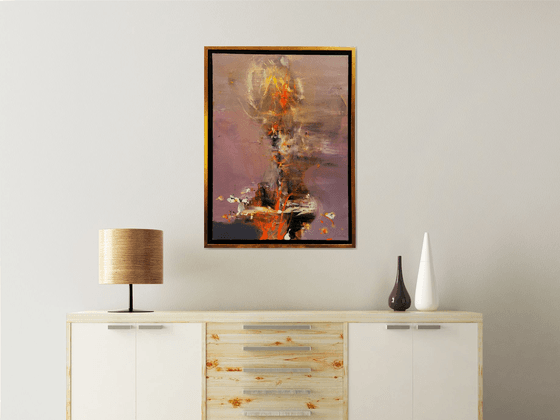 Framed Beautiful Enigmatic Burning Flowers Still Life Painting By O KLOSKA