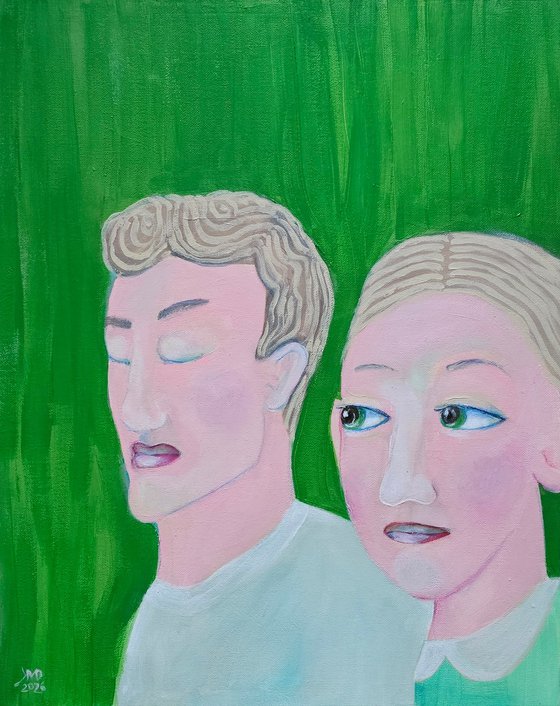 Our couple spring mood green portrait