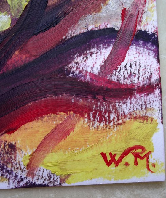 DREAMING IN THE WIND - Abstract Figurative Painting - 20.5x30 cm - Small piece suitable for home decoration