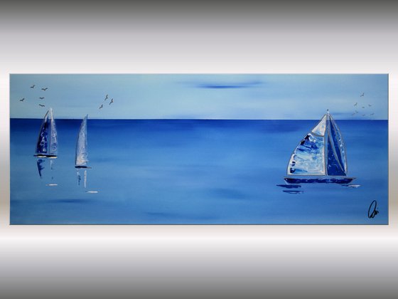 Calm Sea - Seascape - Acrylic Painting - Canvas Art- Blue Wall Art