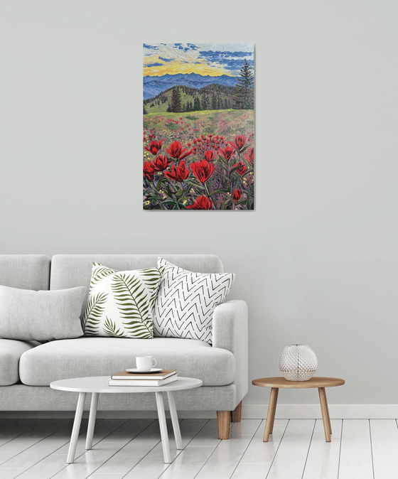 Scarlet Indian Paintbrush at Sunset