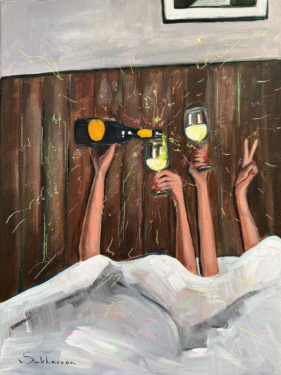 Impressionistic Portrait Acrylic Painting By Victoria Sukhasyan, 9 X 12", Girls Only, Original Artwork