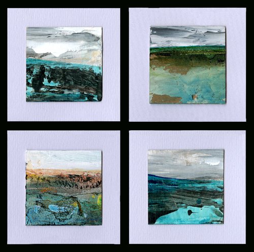 Mystical Land Collection 2 - 4 Small Textural  Landscape paintings by Kathy Morton Stanion by Kathy Morton Stanion