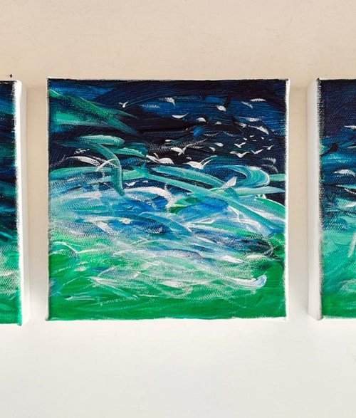 Sea And The Gulls (Triptych) by Shabs  Beigh