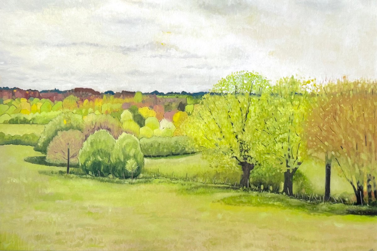 Expressive Landscape Oil Painting By Jem Gooding, 26 X 18, Suffolk Landscape, Original Artwork