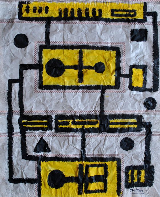 robot / abstract art / 34" h x 28" w / 87x72cm