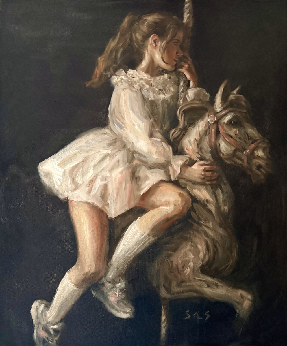Surrealistic Oil Painting , Carousel By Liubou Sas, 20 X 24, Artwork For Sale On Artfinder
