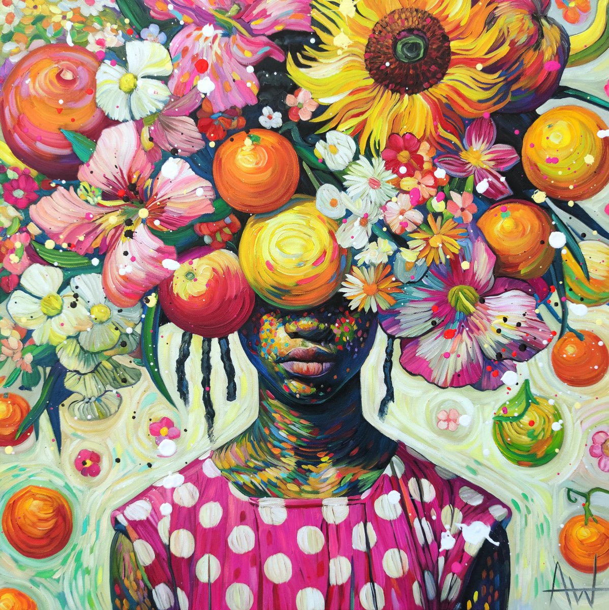 Expressive Oil Painting , A Blossoming Mind By Angie Wright, 24 X 24, Artwork For Sale On Artfinder