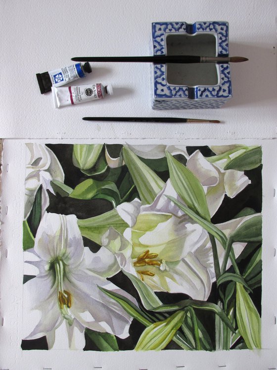 easter lilies watercolor floral