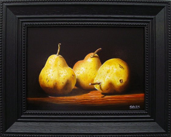 Three pears in chiaroscuro