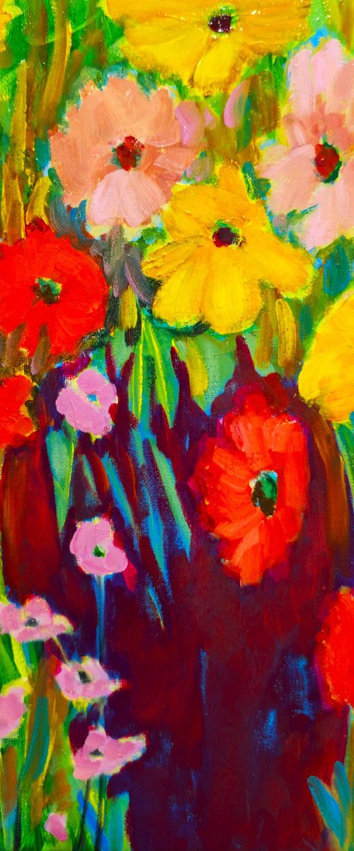Vase between Flowers. by Veta  Barker