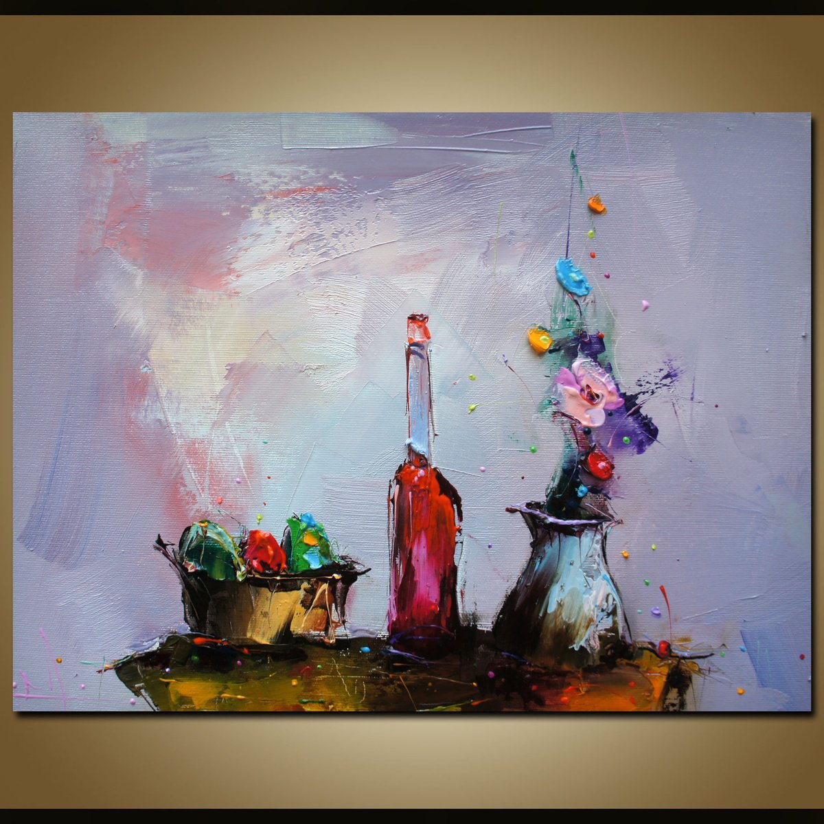 Expressive Still Life Oil Painting By Stanislav Lazarov, 16 X 12", Still Life Composition, Original Artwork