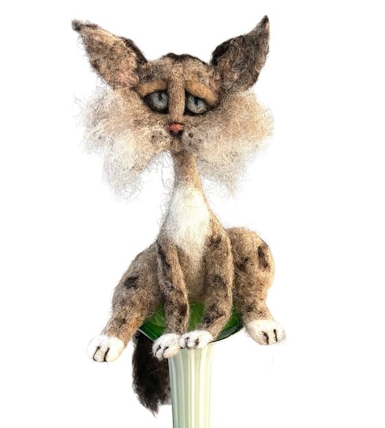 Cat NOUGATINE, felted wool